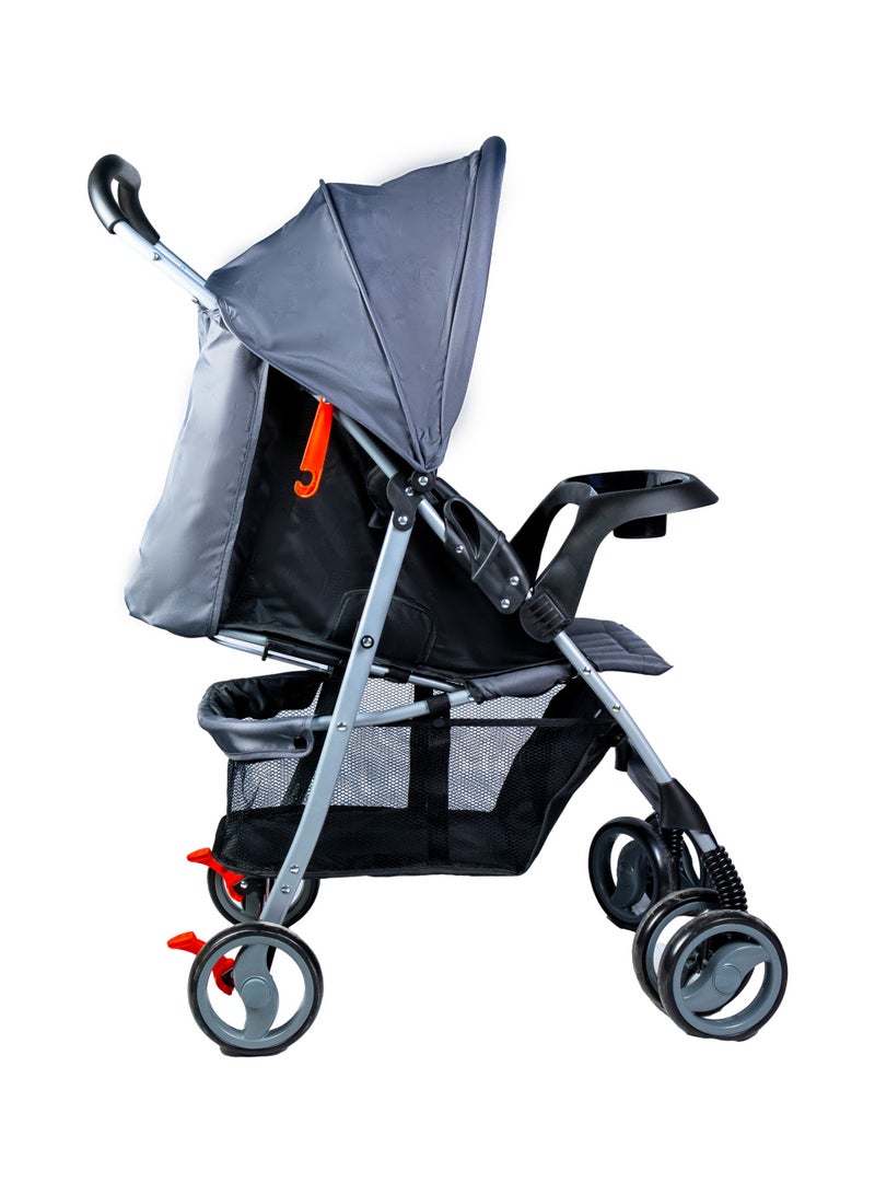 مولودي عربة أطفال – قيادة سلسة مع مظلة قابلة للتعديل وسلة تخزين-رمادي داكن - Image 4