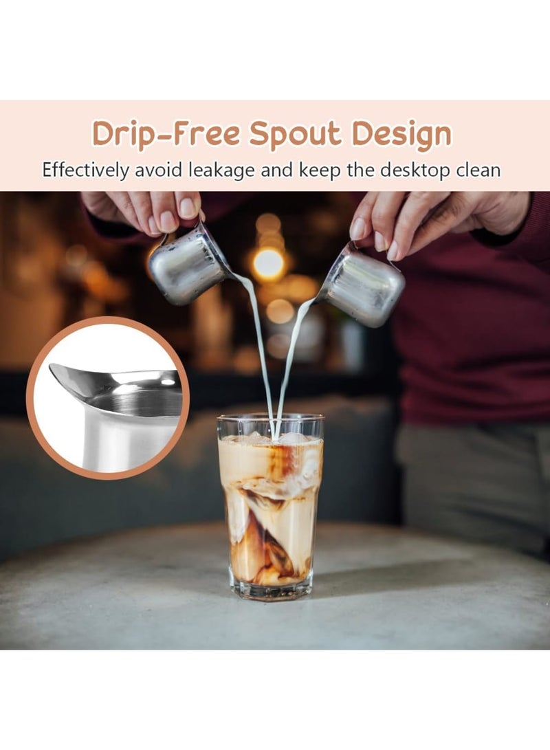 SYOSI Small Milk Jug Set, 90ml/3oz Stainless Steel Creamer Pitchers, Mini Syrup Servers with Handle, Bell Creamers for Coffee and Sauces, Durable, Elegant, Ideal for Home or Café Use(6 PCS, Silver) - Image 2