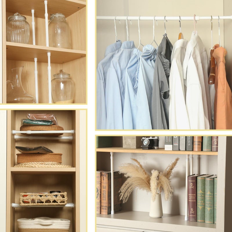 OEH 2 Pcs Small Tension Rod 12-20 inch Spring Rod, Tension Rod Spring Tension Rod, Small Tension Curtain Rod, Short Thin Tension Rods, Mini Tension Rods for Closet, Cabinets, Cupboard, Drawers, White - Image 2