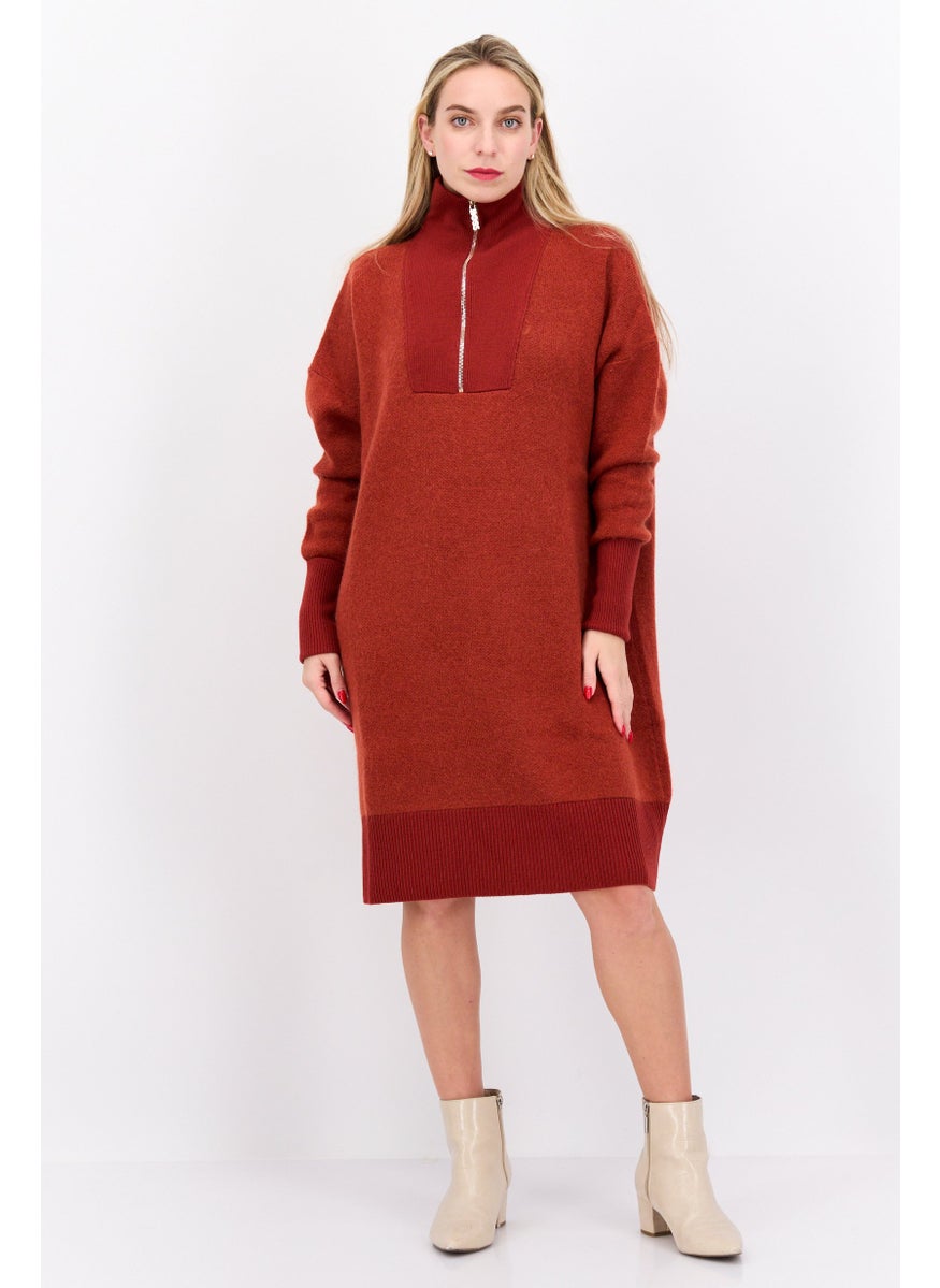 HUGO BOSS Women Textured Sweater Dress, Rust  - Image 4