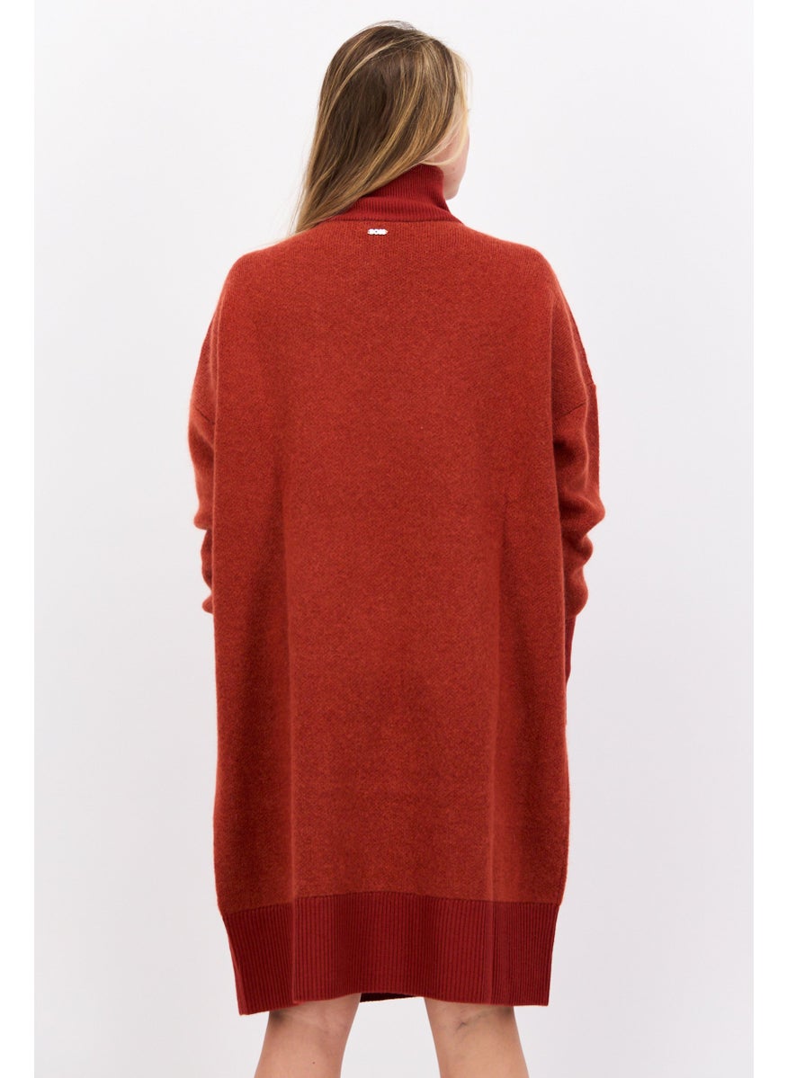 HUGO BOSS Women Textured Sweater Dress, Rust  - Image 3