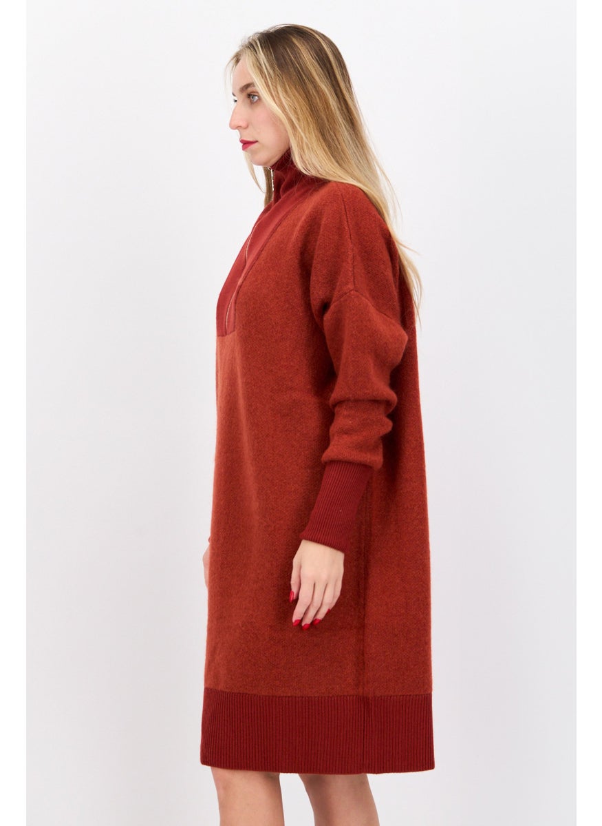 HUGO BOSS Women Textured Sweater Dress, Rust  - Image 2