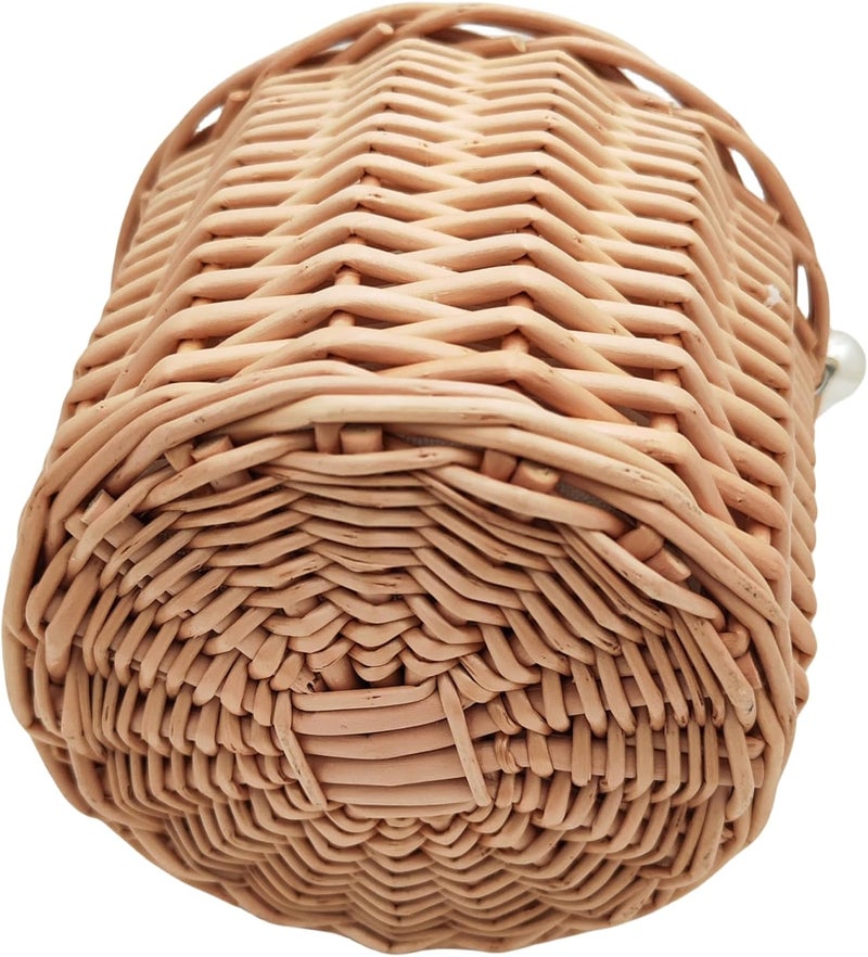 Yuudar Rustic Wicker Rattan Wedding Flower Girl Baskets,Woven Rattan Storage Basket with Pearl Handles,Woven Eggs Candy Basket for Wedding Home Garden Decor (A - 2PCS) - Image 5