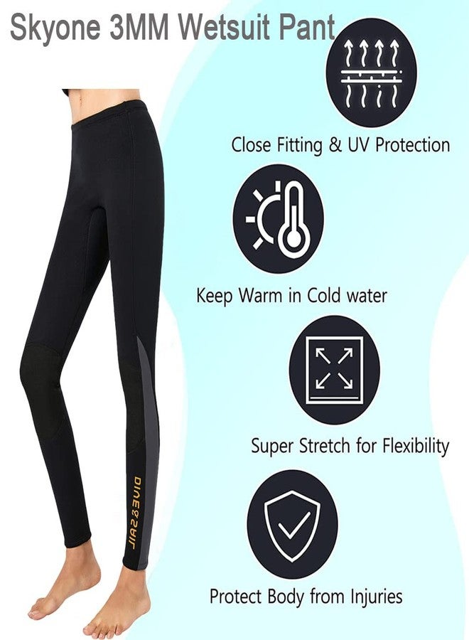 Skyone Wetsuit Pant Neoprene Pants for Women Men 3MM Snorkeling Scuba Long Pant Leggings, 2MM 1.5MM Diving Swim Tights Pants Wetsuits Shorts Sun Protection for Surfing Cold Water Sports (L, 3MM Black Women) - Image 5