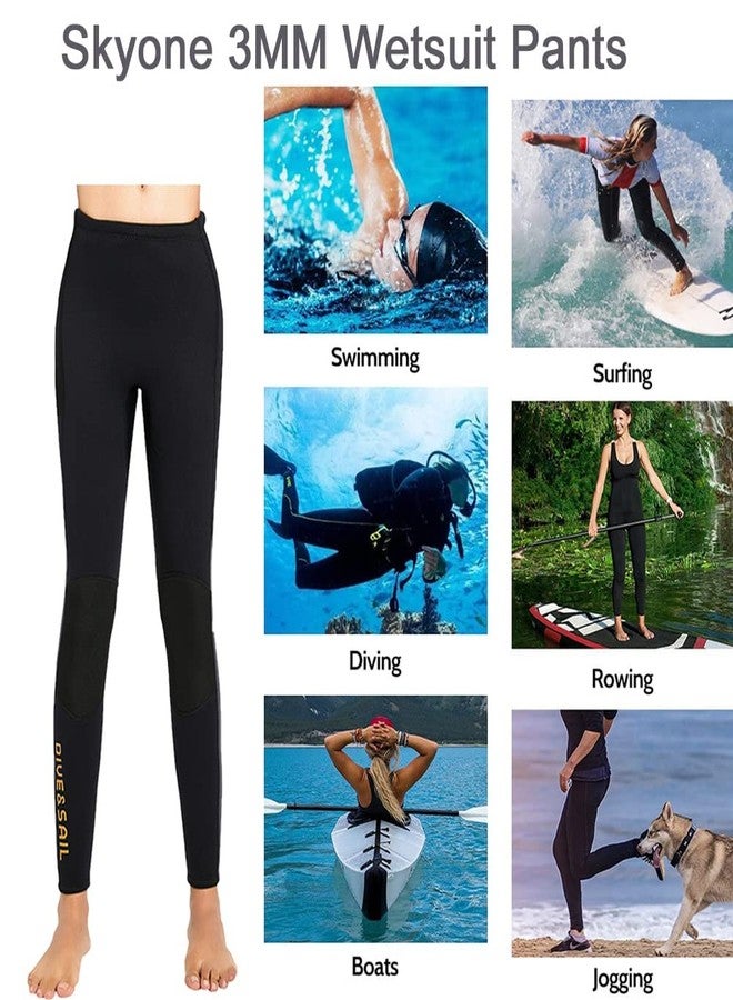 Skyone Wetsuit Pant Neoprene Pants for Women Men 3MM Snorkeling Scuba Long Pant Leggings, 2MM 1.5MM Diving Swim Tights Pants Wetsuits Shorts Sun Protection for Surfing Cold Water Sports (L, 3MM Black Women) - Image 3