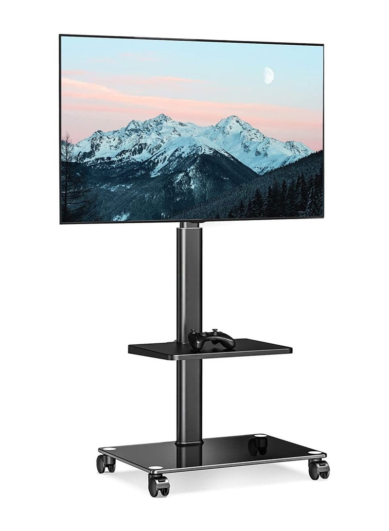 ELTRAZONE Mobile TV Stand Rolling Cart with Wheels for 32-60 inch LCD LED Flat Curved Screen, Swivel & Height Adjustable TT206002GB - Image 1