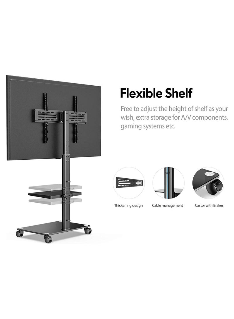 ELTRAZONE Mobile TV Stand Rolling Cart with Wheels for 32-60 inch LCD LED Flat Curved Screen, Swivel & Height Adjustable TT206002GB - Image 3