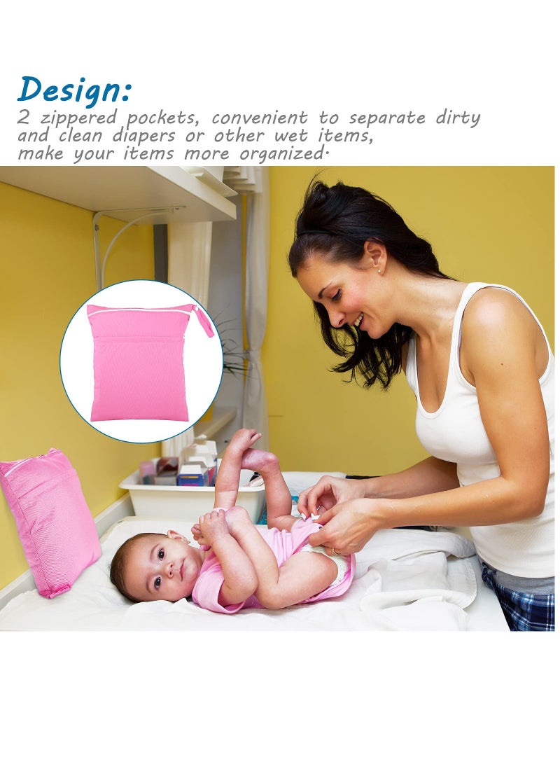 Excefore Baby Cloth Diaper Wet Dry Bag Waterproof Wet Bag Washable Travel Bag Reusable Cloth Diaper Bag Toddler Swimming Wet Bag Travel Beach Pool 4 Pieces - Image 4