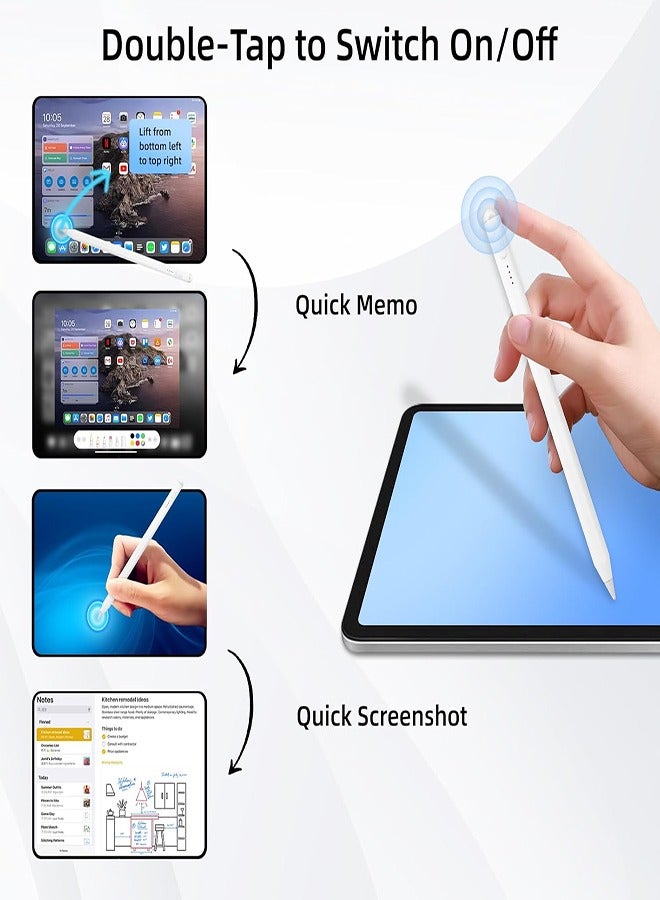 Magnetic Rechargeable Stylus for Mobile Phones and Tablets - White - Image 2