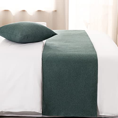 AMBERIS Bed Runner Blue, Imitation Linen Decorative Bed Scarf for Home Hotel (Pillowcases Sold Separately) - Image 2