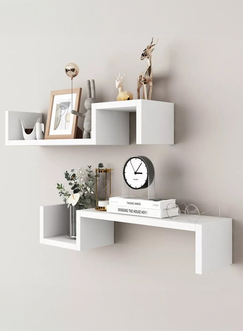 XiuWoo 2 Pack Unique Personalized Wood Wall Mounted Floating Shelves, Boho Shelves, Hanging Shelf Storage Rack, Home Display Rack, Plant Shelf, Home Storage Rack for Home, Office  - Image 1