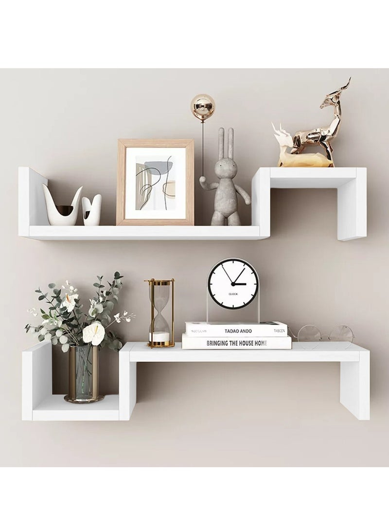 XiuWoo 2 Pack Unique Personalized Wood Wall Mounted Floating Shelves, Boho Shelves, Hanging Shelf Storage Rack, Home Display Rack, Plant Shelf, Home Storage Rack for Home, Office  - Image 4