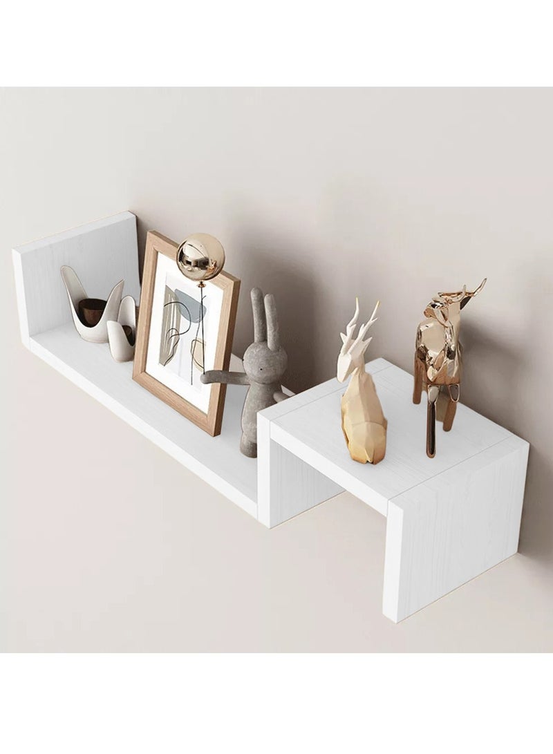 XiuWoo 2 Pack Unique Personalized Wood Wall Mounted Floating Shelves, Boho Shelves, Hanging Shelf Storage Rack, Home Display Rack, Plant Shelf, Home Storage Rack for Home, Office  - Image 5