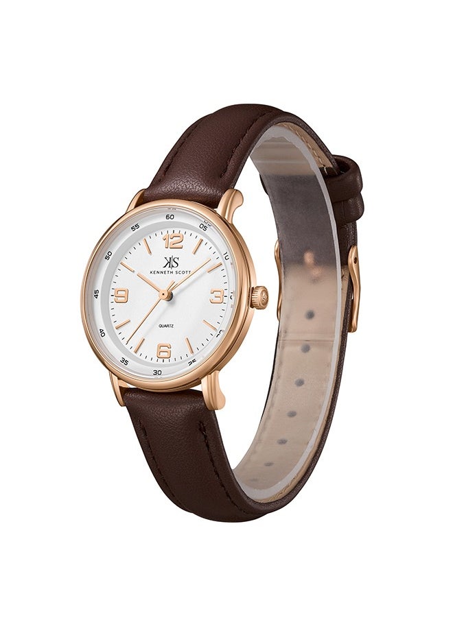 KENNETH SCOTT Kenneth Scott K23540-RLDW Women Analog Display Watch & Polyurethane Strap Brown  - Image 2