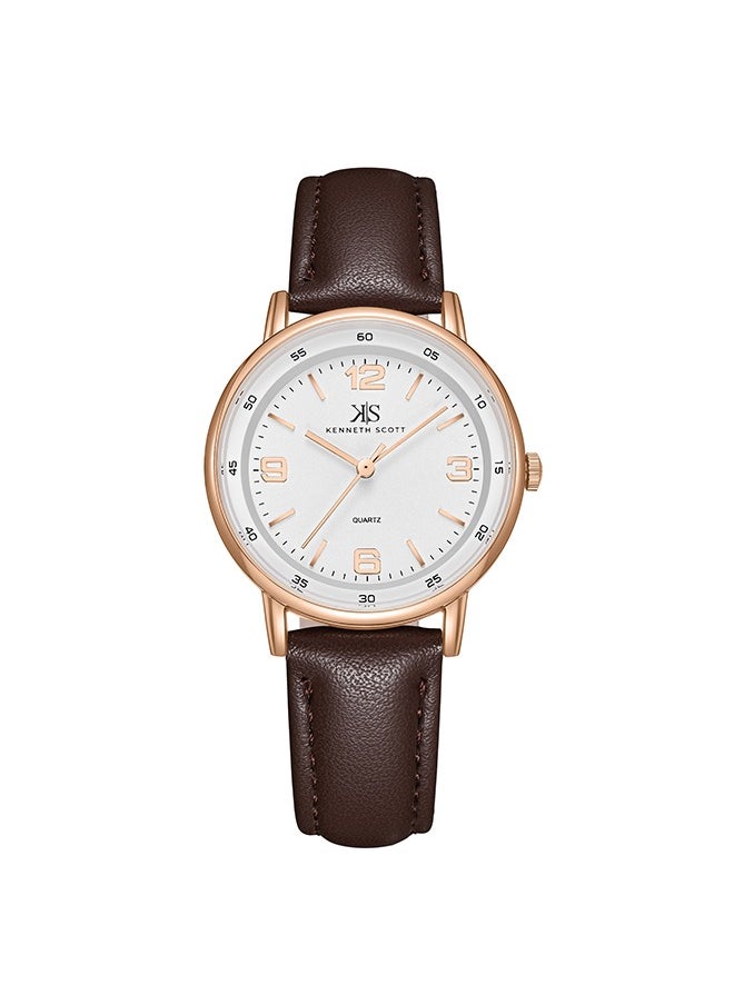 KENNETH SCOTT Kenneth Scott K23540-RLDW Women Analog Display Watch & Polyurethane Strap Brown  - Image 1