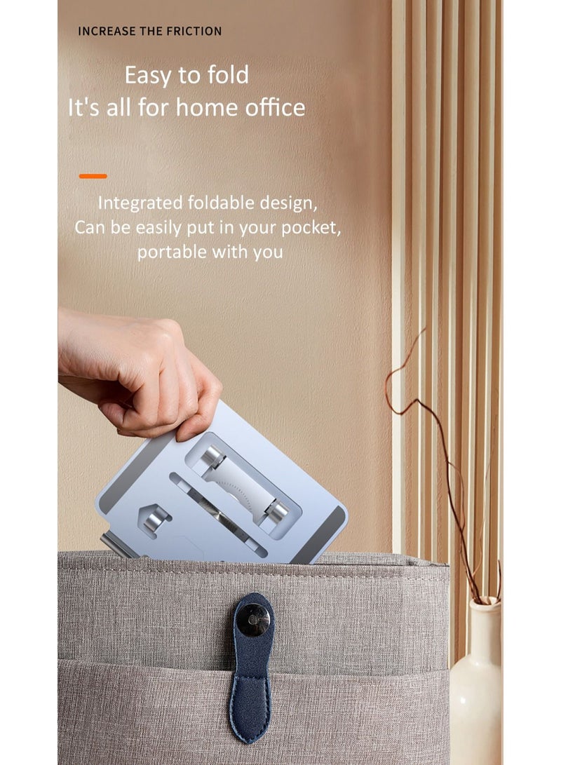 Tablet Stand Holder 360° Rotating Angle Adjustable Aluminum Alloy Foldable Tablet Mobile Bracket for Desktop Silver - Image 5