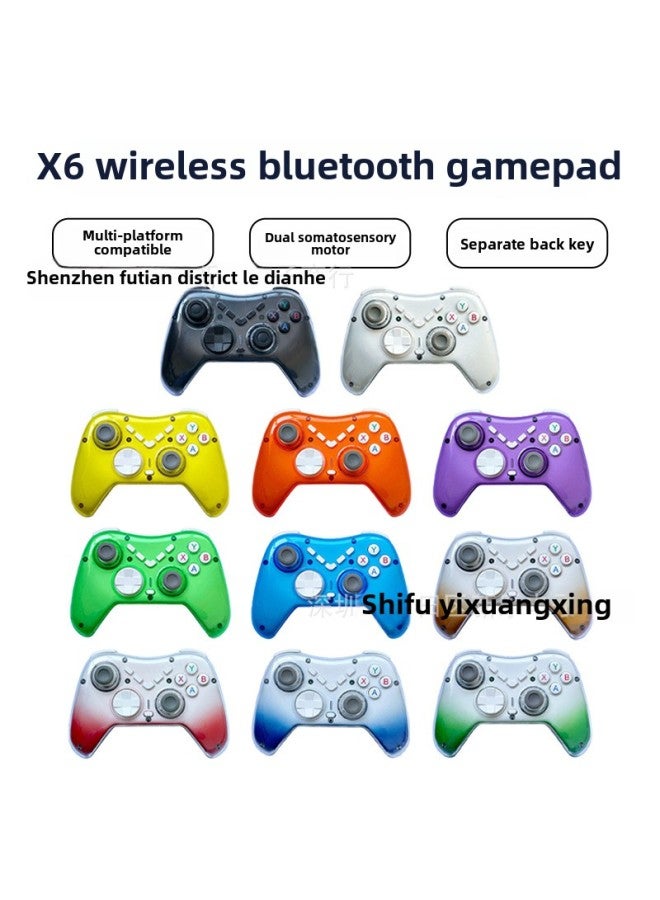 X6 Wireless Bluetooth Game Handle Macro Programming Vibration SwitchP4 Android IOS Computer Steam Handle-Product Color:Blue With Packaging + Stand - Image 2