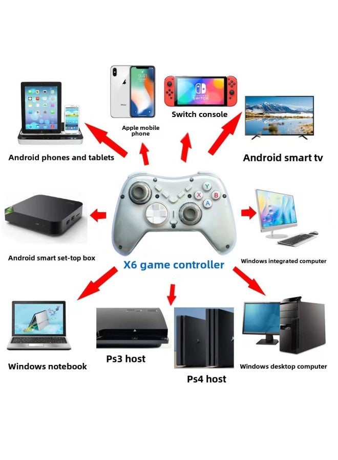 X6 Wireless Bluetooth Game Handle Macro Programming Vibration SwitchP4 Android IOS Computer Steam Handle-Product Color:Blue With Packaging + Stand - Image 5