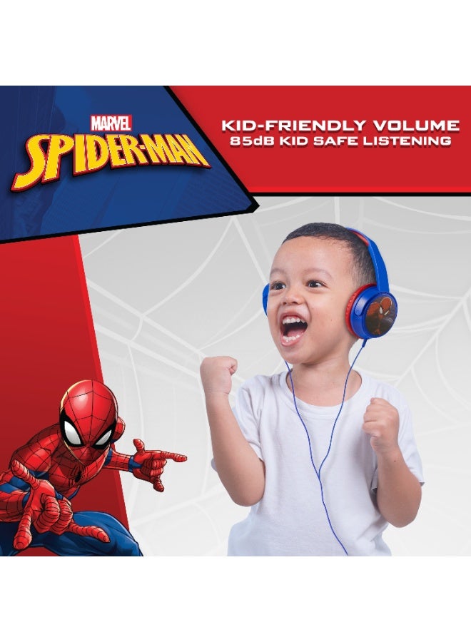Volkano Marvel Spider-Man Wired Over-Ear Headphones with Removable Microphone and 5 Stickers – Adjustable Ergonomic Headband, Safe Listening at 85dB, 3.5mm Aux Audio Jack Perfect for Zoom, Teams, and Social Platforms. - Image 4