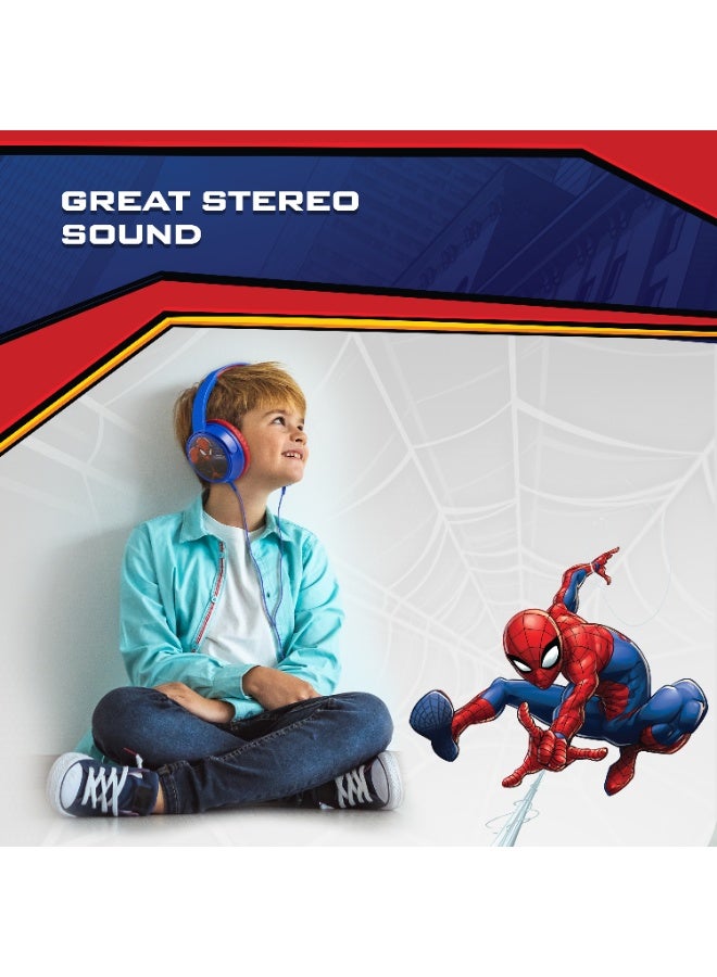 Volkano Marvel Spider-Man Wired Over-Ear Headphones with Removable Microphone and 5 Stickers – Adjustable Ergonomic Headband, Safe Listening at 85dB, 3.5mm Aux Audio Jack Perfect for Zoom, Teams, and Social Platforms. - Image 5