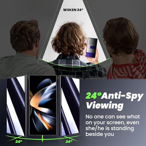 WSKEN for Samsung Galaxy S24 Ultra Privacy Screen Protector Tempered Glass [24° Anti-Spy] [Zero Bubble] [Auto Dust-Remove] [Support Fingerprint Unlock] Anti Glare HD 9H 6.8 inch - 2 Pack - Image 2