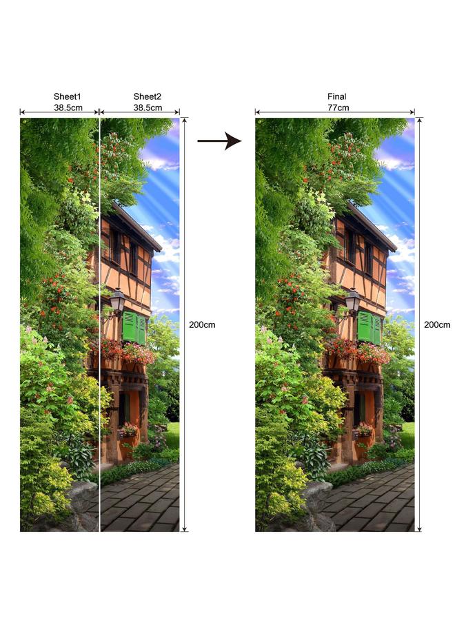 Bluejw Special Price Scenery Series Decorative Stickers 3D Simulation Door Stickers Removable Wall Stickers Bedroom Living Room Renovation PVC Wallpaper  - Image 1