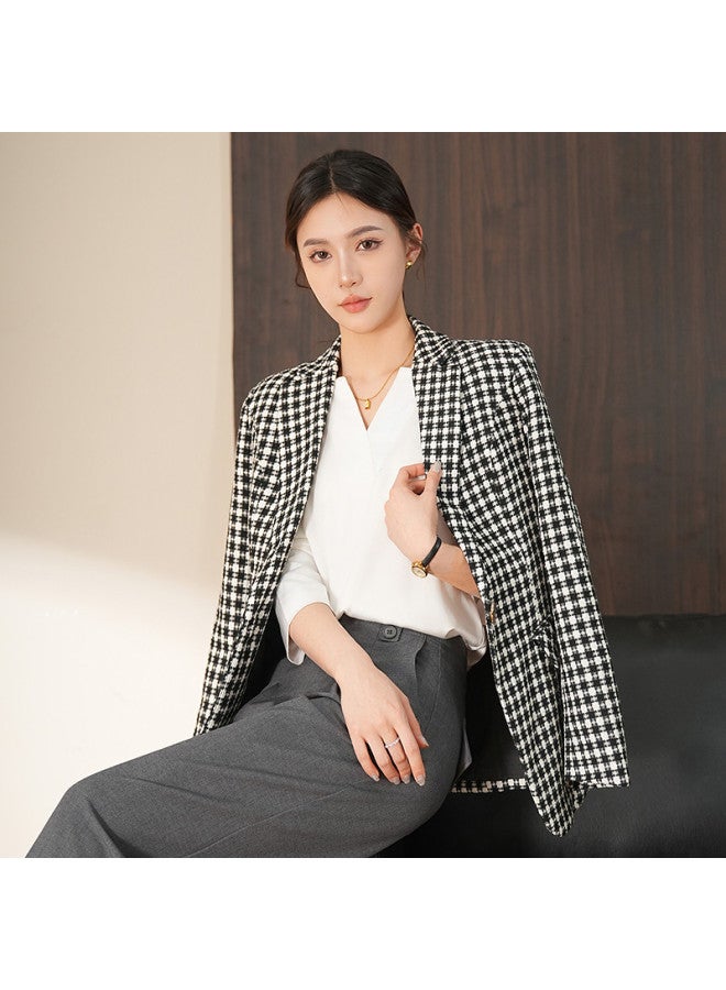 Fapai Women's Coat Spring And Autumn High-end Elegant Plaid Suit Casual Top Business Commuting Versatile Coat For Women - Image 3