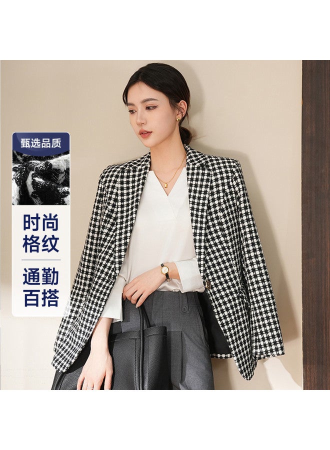 Fapai Women's Coat Spring And Autumn High-end Elegant Plaid Suit Casual Top Business Commuting Versatile Coat For Women - Image 2