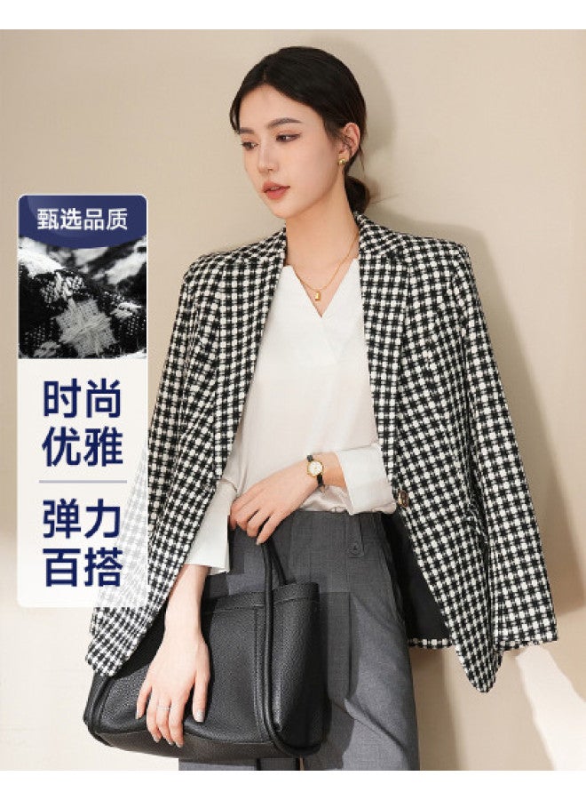 Fapai Women's Coat Spring And Autumn High-end Elegant Plaid Suit Casual Top Business Commuting Versatile Coat For Women - Image 1