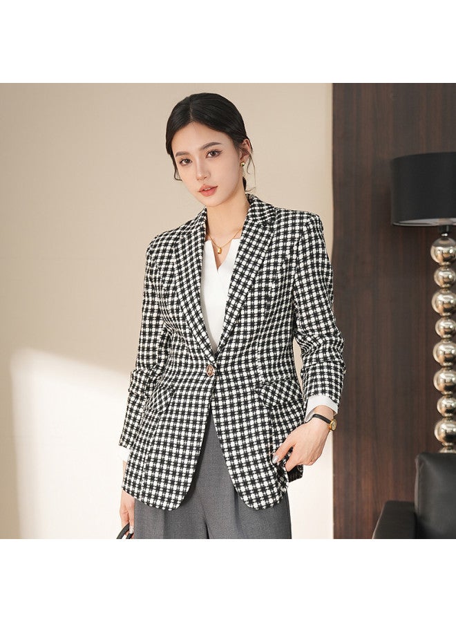 Fapai Women's Coat Spring And Autumn High-end Elegant Plaid Suit Casual Top Business Commuting Versatile Coat For Women - Image 4