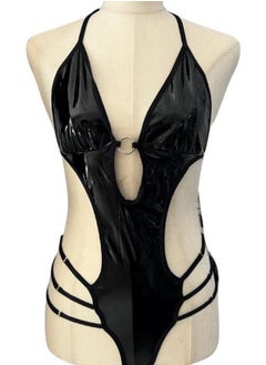 VENTIUP Faux Leather Mesh One Piece Babydoll  - Image 1