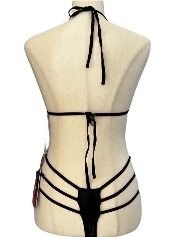 VENTIUP Faux Leather Mesh One Piece Babydoll  - Image 2