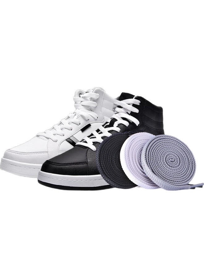 Antarctic 3 Pairs Of Sports Shoe Laces, Casual Coconut Elastic Basketball Flat Men'S Leather Shoes, Black And White, White, 120Cm - Image 2
