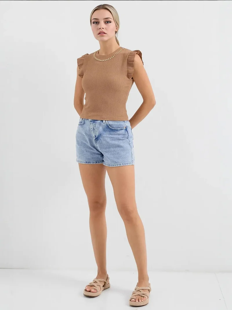 BIG DART BDART Embroidered Textured Crew Neck Blouse