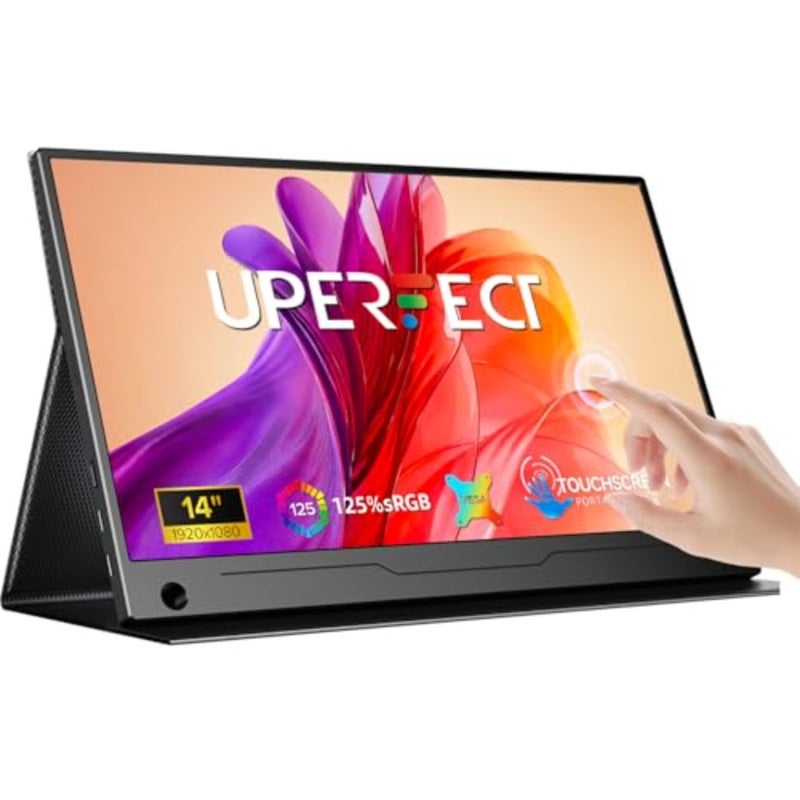 14 Portable Monitor Touchscreen 1080P FHD IPS Display with 125 sRGB 10-Point Touch Built-in Speakers Ultra-Thin Design VESA Mount Compatible Smart Cover Included For Laptop Phone Game Console Travel Home Office Use - Image 1