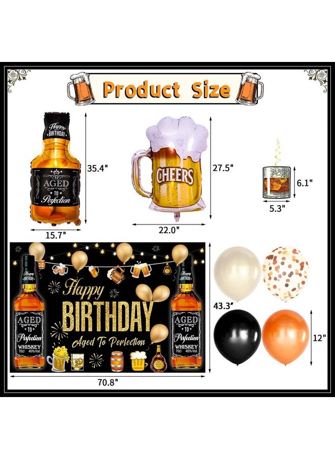 Bluegogo - Whiskey Party Decorations For Men, 82 Pcs Aged To Perfection Party Supplies Whiskey Balloons Garland Arch Kit With Foil Balloons, Backdrop, Hanging Swirls 30 40 50 Birthday Party Decorations For Men - Image 1