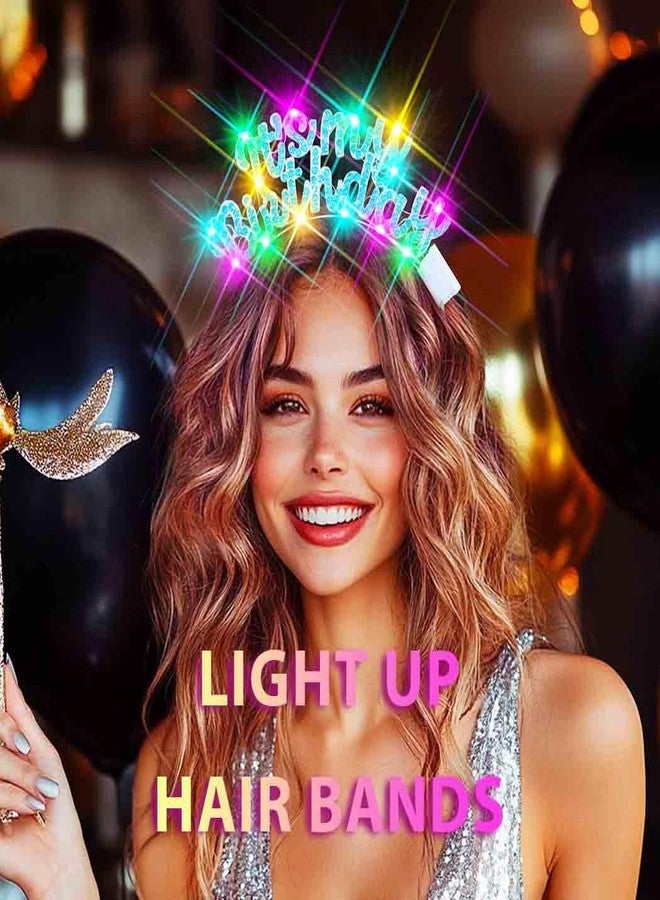 Zoestar Light Up Happy Birthday Headband Glow Birthday Theme Party Hair Accessories Women (Blue, One Size) - Image 3