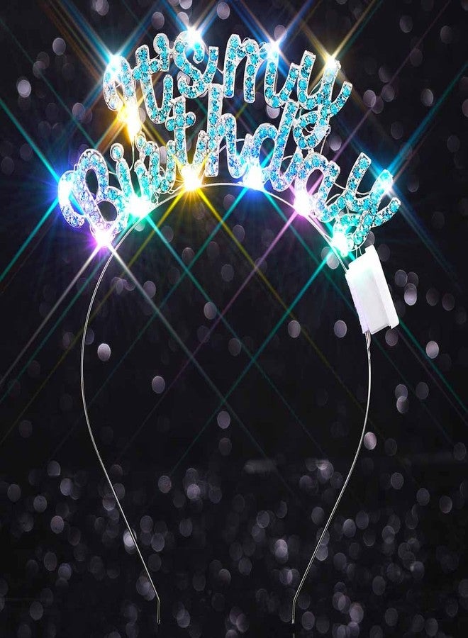 Zoestar Light Up Happy Birthday Headband Glow Birthday Theme Party Hair Accessories Women (Blue, One Size) - Image 2