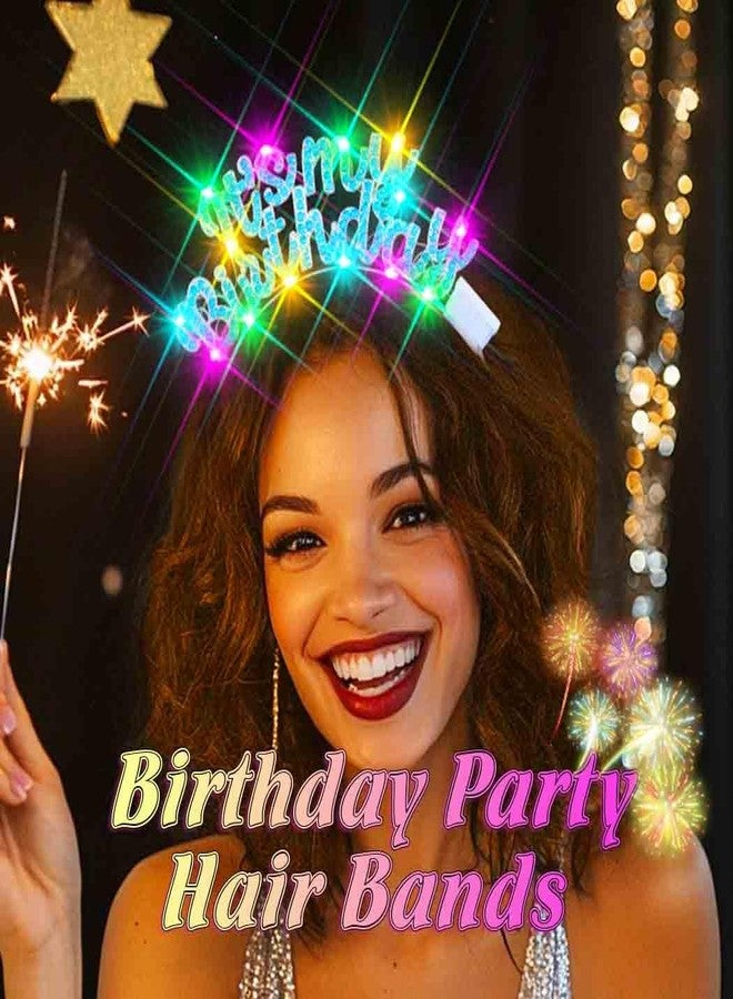 Zoestar Light Up Happy Birthday Headband Glow Birthday Theme Party Hair Accessories Women (Blue, One Size) - Image 5