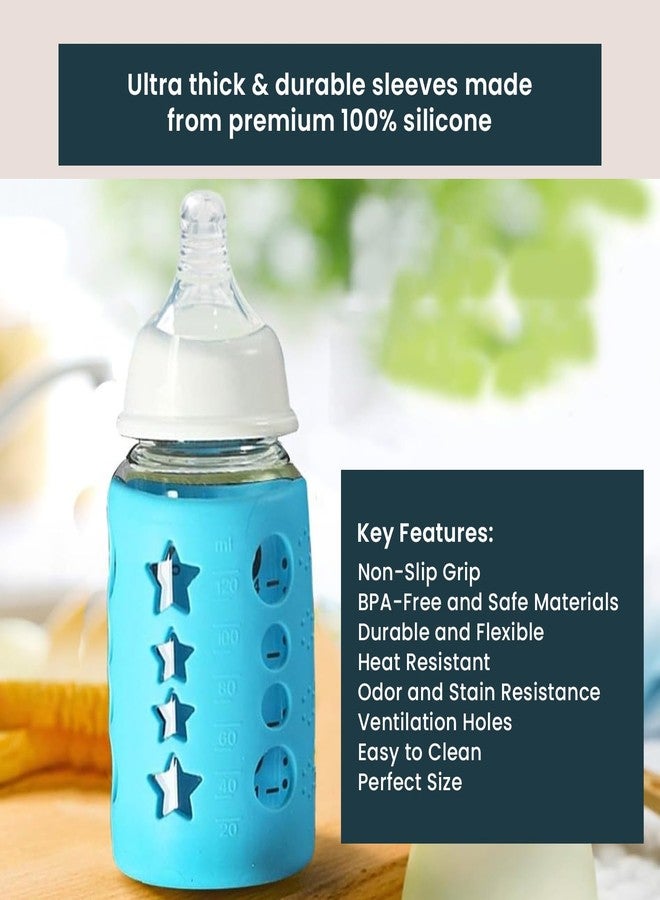 Safe-O-Kid BPA-Free Pure Silicone Bottle Cover – Soft, Non-Toxic, Protective Cover for Baby Bottles, Safe for Little Ones, Durable, Easy to Clean 120 ml, Blue - Pack of 4 - Image 4