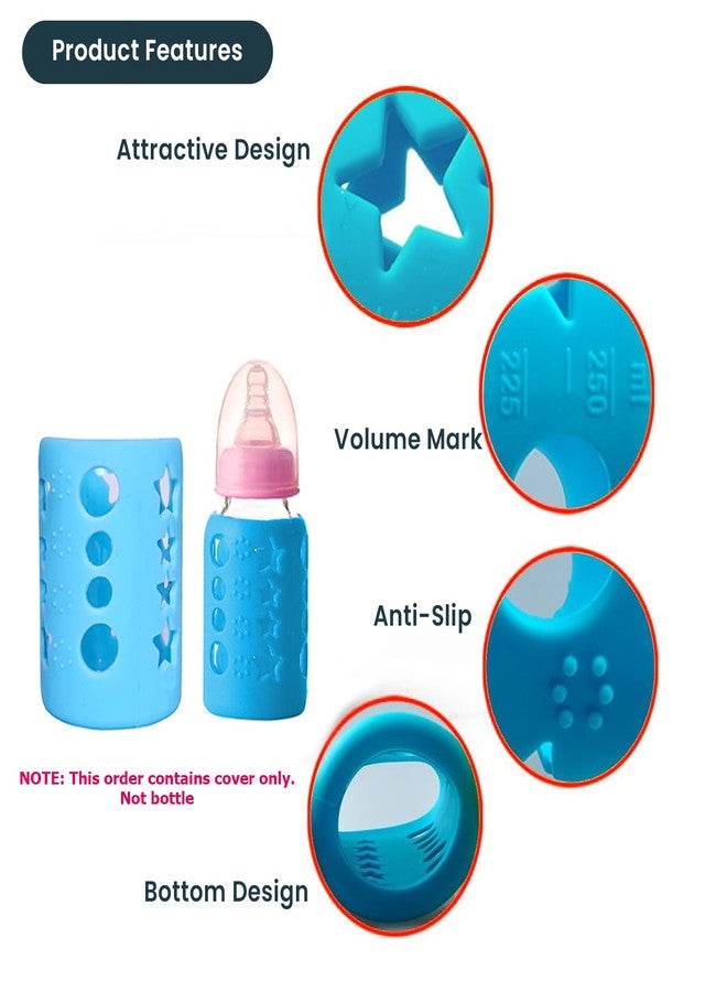 Safe-O-Kid BPA-Free Pure Silicone Bottle Cover – Soft, Non-Toxic, Protective Cover for Baby Bottles, Safe for Little Ones, Durable, Easy to Clean 120 ml, Blue - Pack of 4 - Image 2
