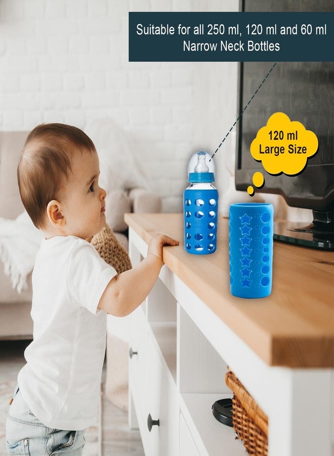 Safe-O-Kid BPA-Free Pure Silicone Bottle Cover – Soft, Non-Toxic, Protective Cover for Baby Bottles, Safe for Little Ones, Durable, Easy to Clean 120 ml, Blue - Pack of 4 - Image 3