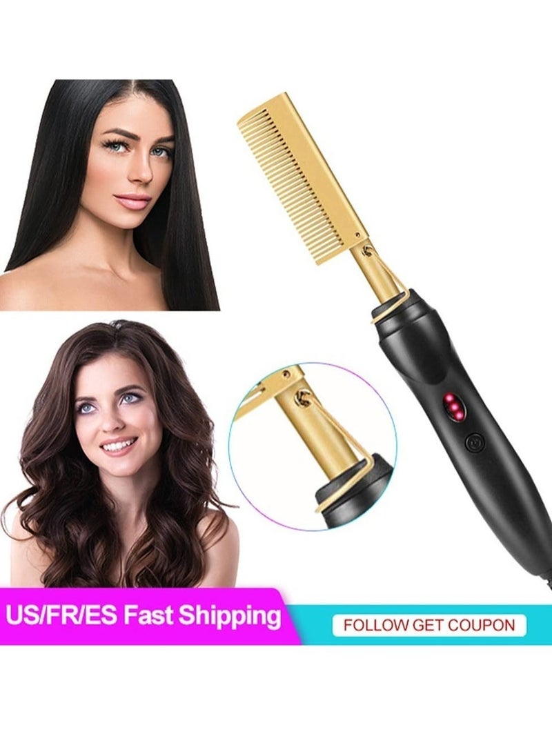 2 in 1 Hot Comb Straightener Electric Hair Straightener Hair Curler Wet Dry Use Hair Flat Irons Hot Heating Comb For Hair - Image 3
