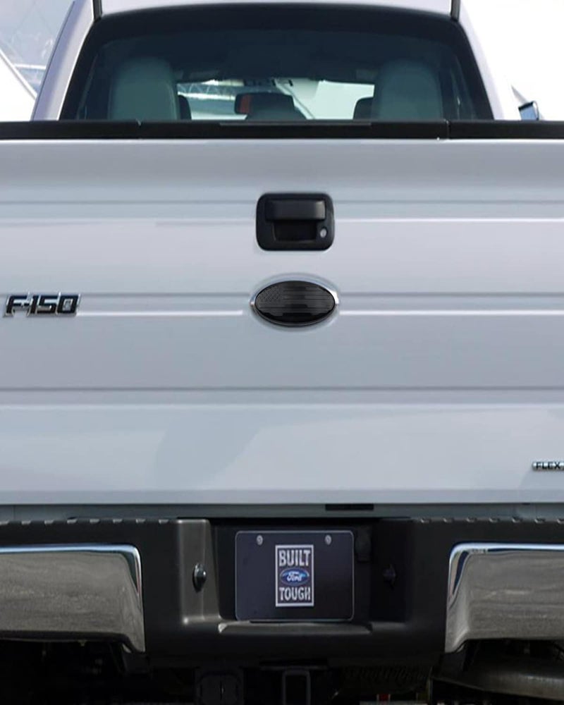 LINOAH 9 Inch Front Grill Rear Tailgate Emblem for 04-14 F150, 11-14 Edge, 11-16 Explorer, 06-11 Ranger, 07-14 Expedition, 9"X3.5" for Ford, Pack of 2, Black American Flag - Image 3