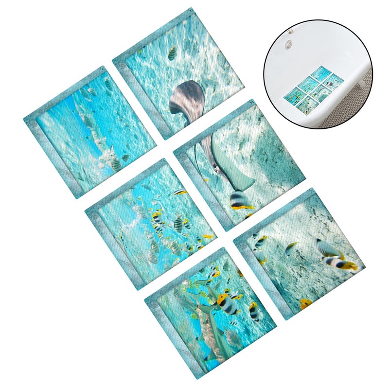 6 Pcs The Underwater World Bath Treads Sticker Non- Saftey Shower Bathtub Stickers - Image 1