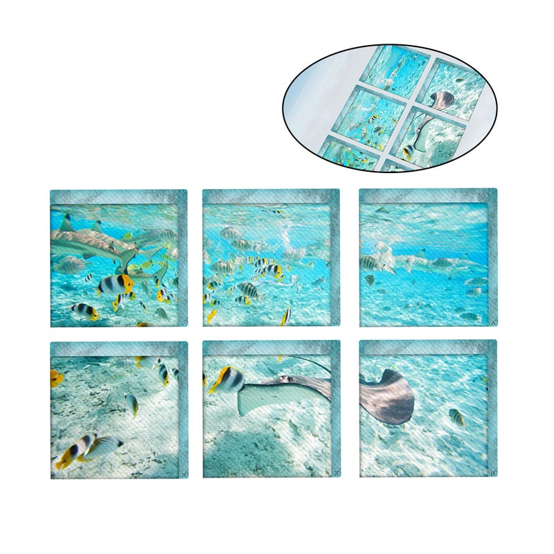 6 Pcs The Underwater World Bath Treads Sticker Non- Saftey Shower Bathtub Stickers - Image 3