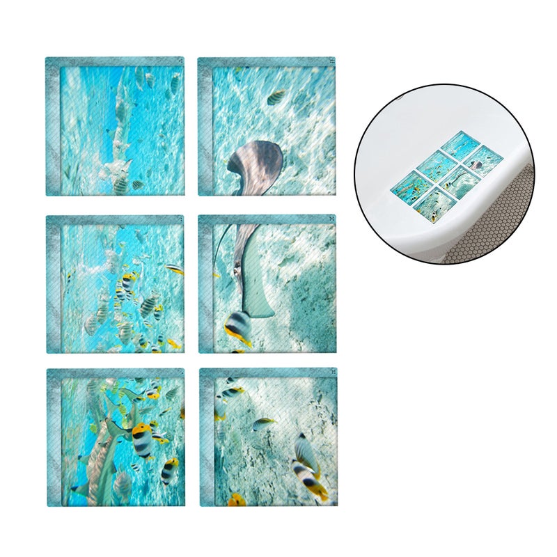 6 Pcs The Underwater World Bath Treads Sticker Non- Saftey Shower Bathtub Stickers - Image 5