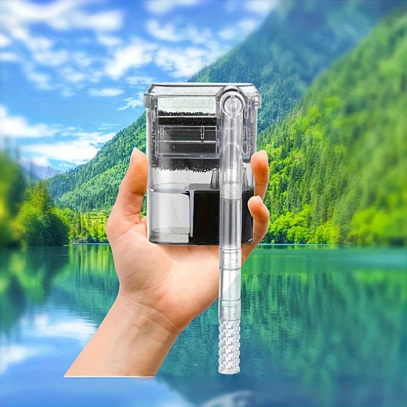 VAYINATO فلتر شفاف مدمج صغير | LY-401 | 2.5 واط | 250 لتر/ساعة لخزان أسماك صغير يصل إلى 30 سم وللوعاء مع وحدة تحكم تدفق قابلة للتعديل - Image 1