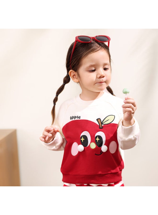 Luson Little O Dad Baby Girl Toddler Sports Set  Autumn New Baby Long Sleeve Casual Cartoon Two-piece Set - Image 2