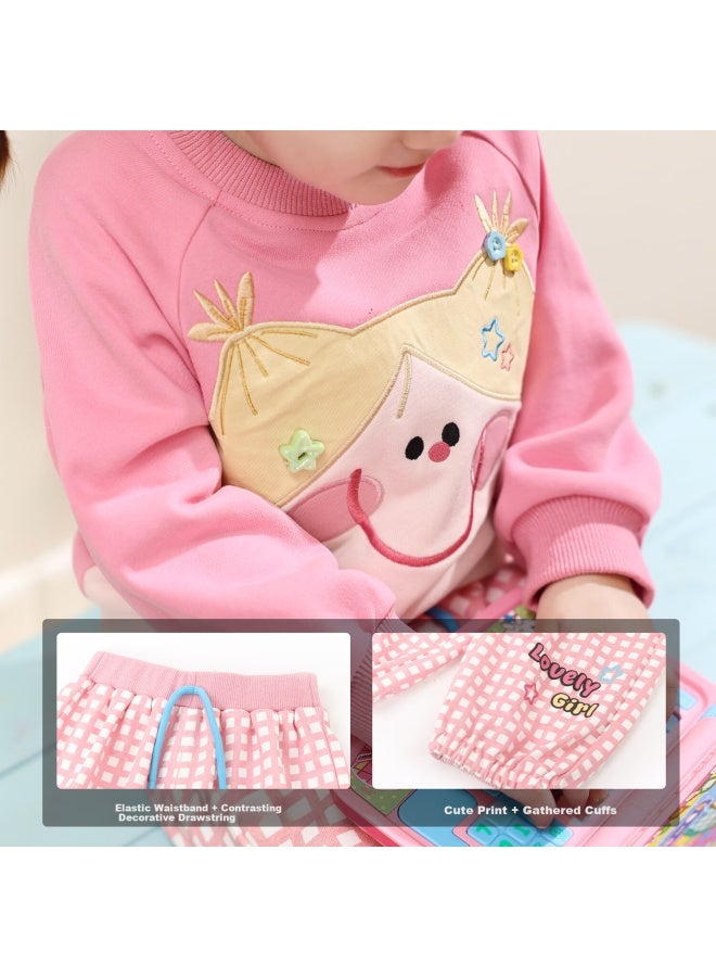 Luson Little O Dad Baby Girl Toddler Sports Set  Autumn New Baby Long Sleeve Casual Cartoon Two-piece Set - Image 3